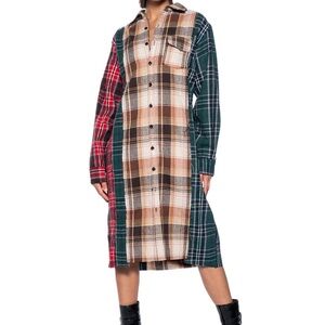 Plaid Long Oversized Top